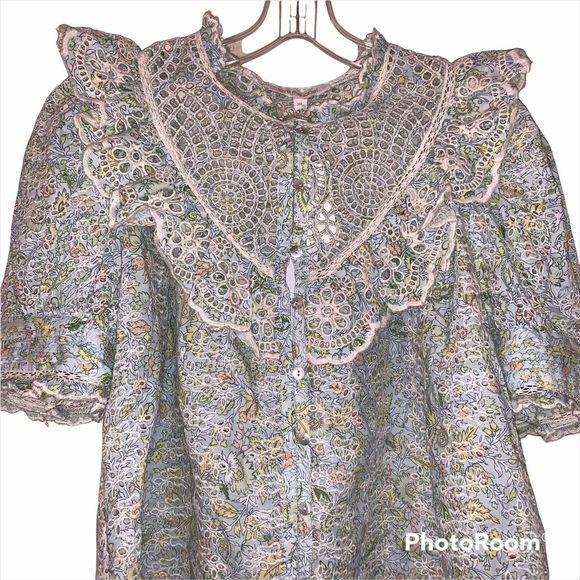 Anthropologie XL Dreamer Ruffled Eyelet Blouse NWT - Picture 5 of 15